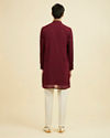 Manyavar Men Wine Georgette Ensemble Mid Length Kurta Pant