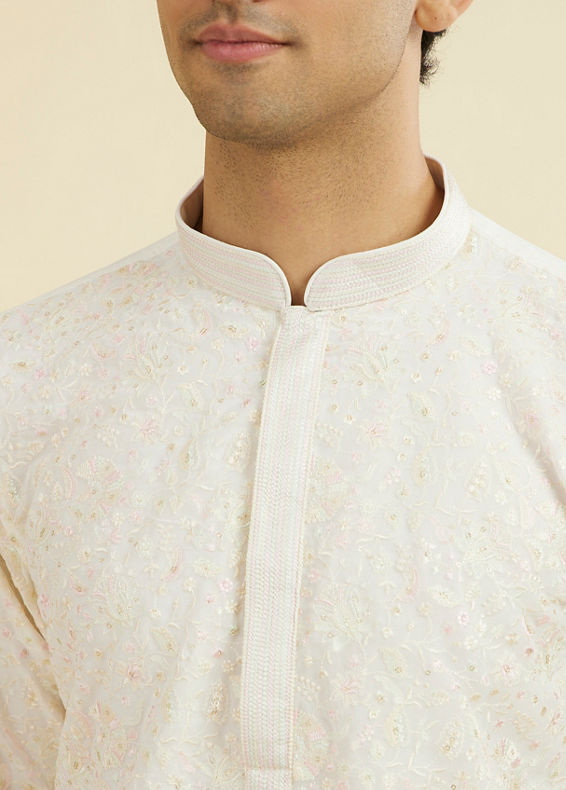 Manyavar Men Elegant Cream Kurta Churidar