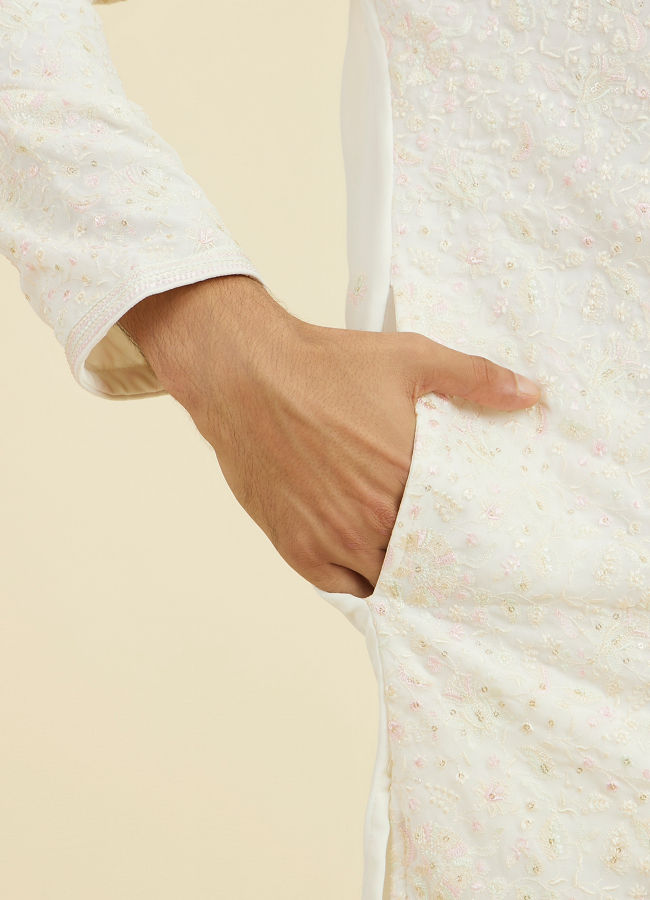 Manyavar Men Elegant Cream Kurta Churidar