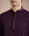 Manyavar Men Purple Georgette Kurta Churidar with Embroidery