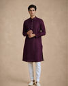 Manyavar Men Purple Georgette Kurta Churidar with Embroidery