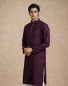 Manyavar Men Purple Georgette Kurta Churidar with Embroidery