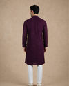 Manyavar Men Purple Georgette Kurta Churidar with Embroidery