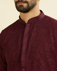 Manyavar Men Elegant Wine Kurta Churidar