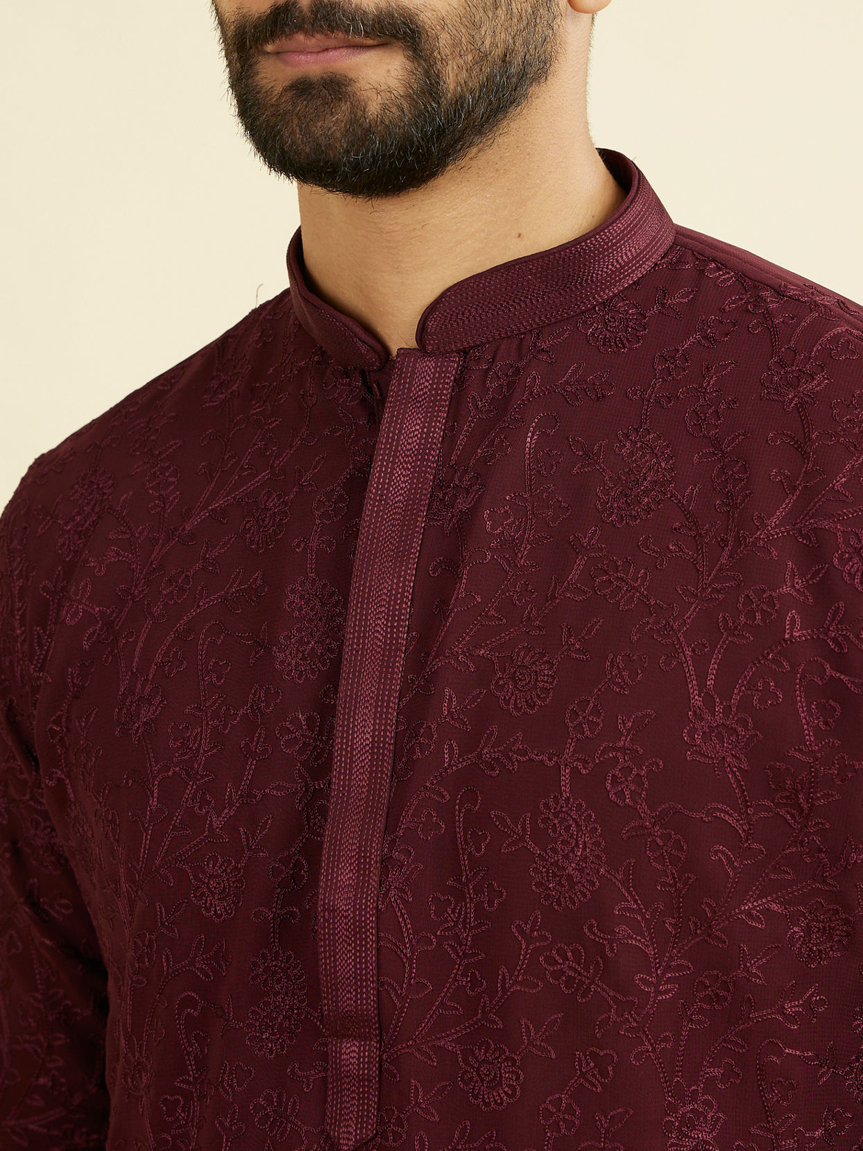 Manyavar Men Elegant Wine Kurta Churidar