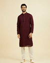 Manyavar Men Elegant Wine Kurta Churidar