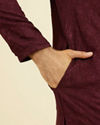 Manyavar Men Elegant Wine Kurta Churidar