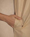 Manyavar Men Fawn Silk Veshti Dhoti with Embroidery