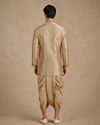 Manyavar Men Fawn Silk Veshti Dhoti with Embroidery