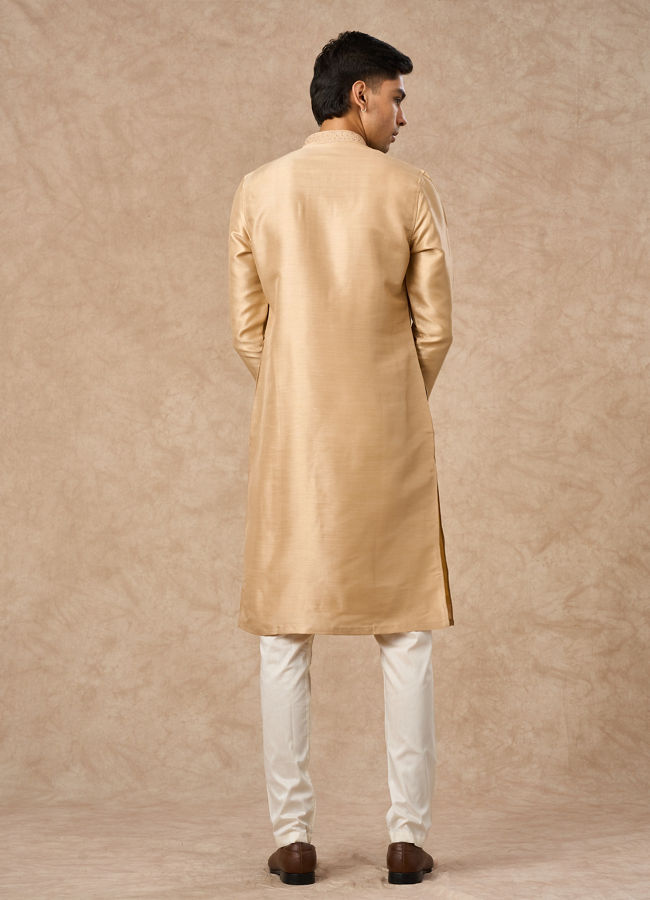 Manyavar Men Gold Silk Kurta Churidar