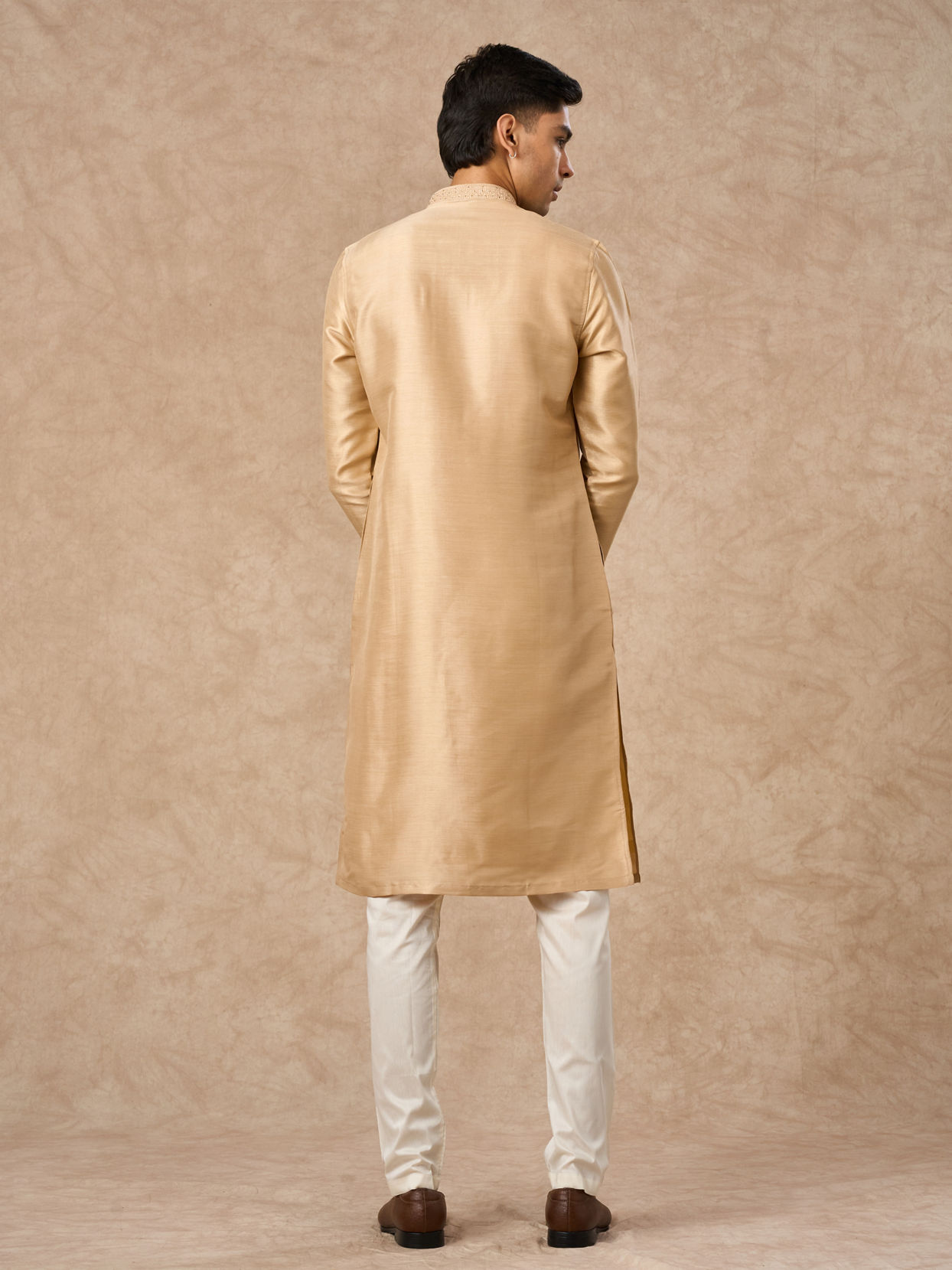 Manyavar Men Gold Silk Kurta Churidar