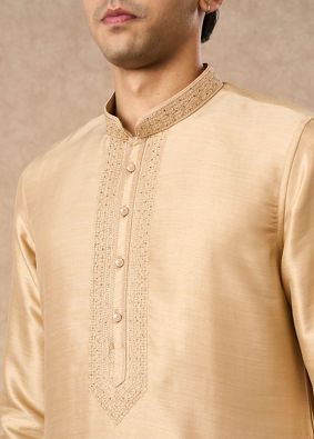 Manyavar Men Gold Silk Kurta Churidar