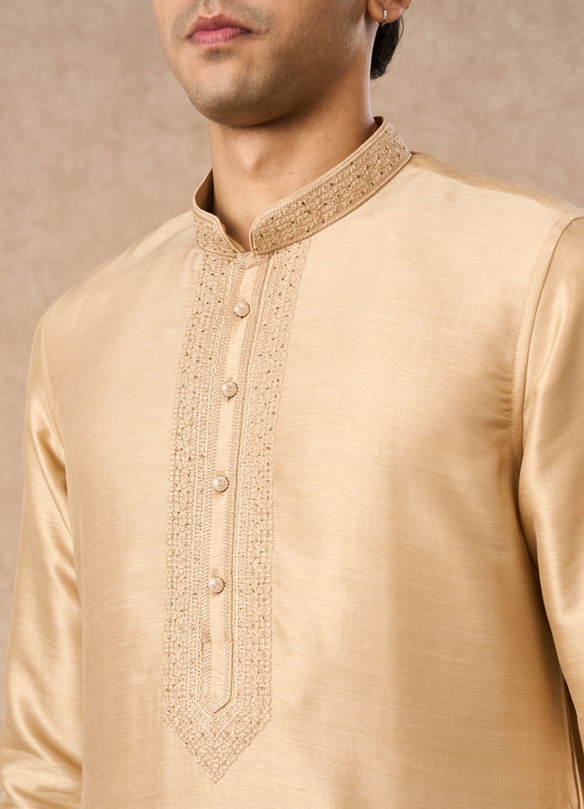 Manyavar Men Gold Silk Kurta Churidar