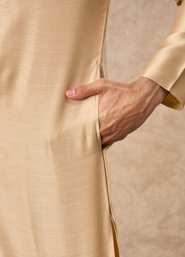 Manyavar Men Gold Silk Kurta Churidar
