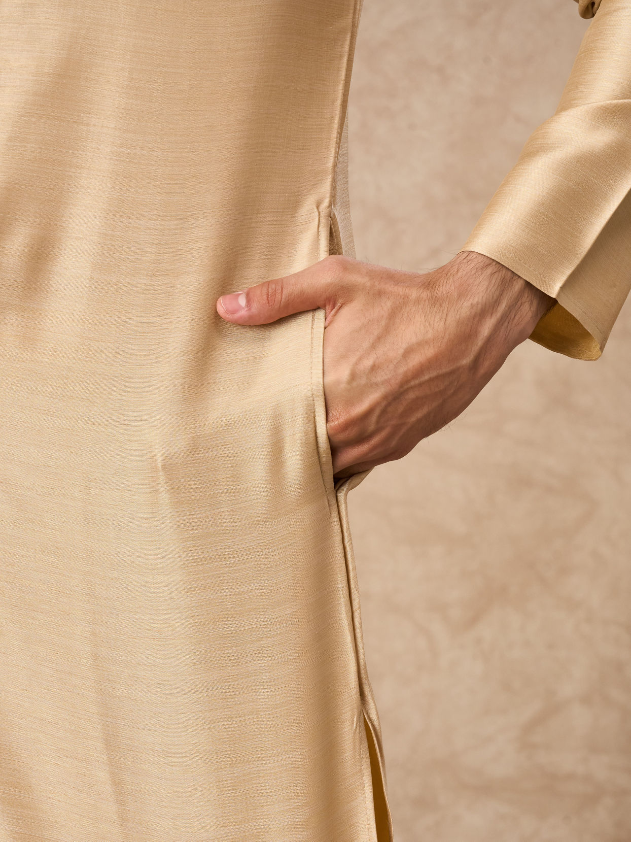 Manyavar Men Gold Silk Kurta Churidar
