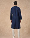 Manyavar Men Dark Blue Blended Viscose Kurta Churidar with Embroidery