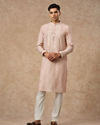 Manyavar Men Pink Blended Viscose Kurta Pajama