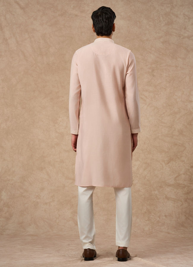Manyavar Men Pink Blended Viscose Kurta Pajama