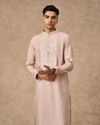Manyavar Men Pink Blended Viscose Kurta Pajama
