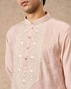 Manyavar Men Pink Blended Viscose Kurta Pajama