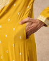 Manyavar Men Mustard Blended Viscose Kurta Churidar