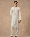 Manyavar Men Cream Blended Viscose Kurta Churidar