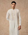 Manyavar Men Cream Blended Viscose Kurta Churidar