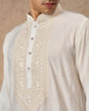 Manyavar Men Cream Blended Viscose Kurta Churidar