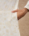 Manyavar Men Cream Georgette Kurta Churidar