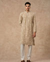 Manyavar Men Beige Georgette Kurta Churidar with Embroidery