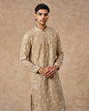 Manyavar Men Beige Georgette Kurta Churidar with Embroidery