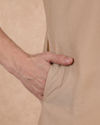 Manyavar Men Beige Silk Kurta Pant with Thread Embroidery