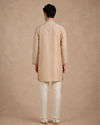 Manyavar Men Beige Silk Kurta Pant with Thread Embroidery