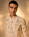 Manyavar Men Cream Georgette Kurta Pant Set