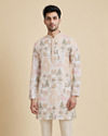 Manyavar Men Cream Georgette Kurta Pant Set