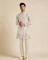 Manyavar Men Cream Georgette Kurta Pant Set