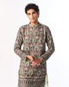 Manyavar Men Light Mid Green Georgette Kurta Pant with Print