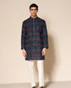 Manyavar Men Green Georgette Printed Kurta Pant Set