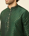 Manyavar Men Forest Green Buti Printed Kurta Set