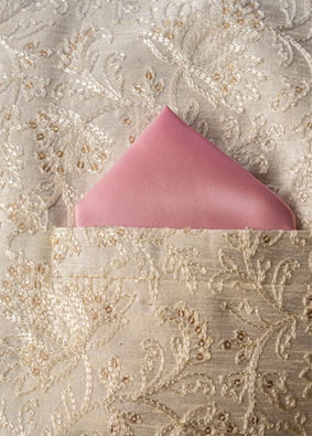 Manyavar Men Gleaming Pink Satin Pocket Square