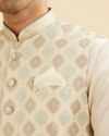 Manyavar Men Lustrous Cream Pocket Square image number 0