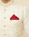 Manyavar Men Maroon Textured Pocket Square