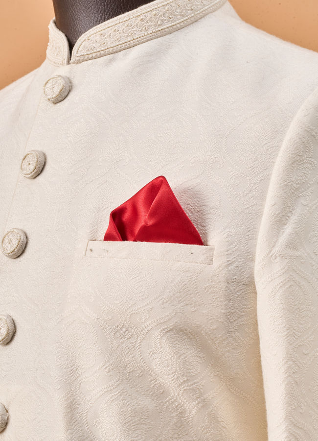Manyavar Men Red Satin Pocket Square
