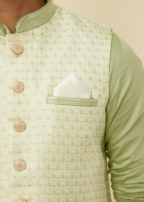 Manyavar Men Bright White Satin Pocket Square