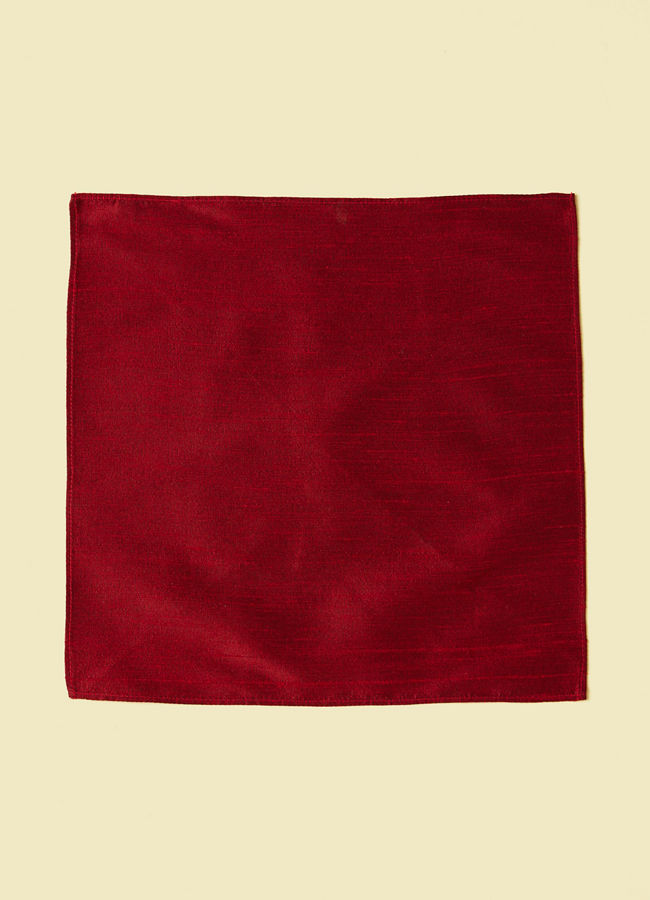 alt message - Manyavar Men Classic Maroon Self-textured Pocket Square image number 1