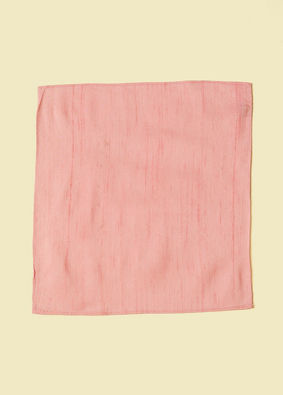 alt message - Manyavar Men Classic Rani Pink Self-textured Pocket Square image number 1