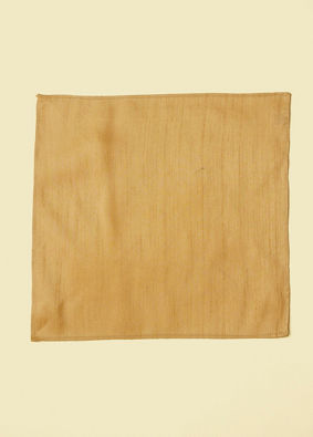 alt message - Manyavar Men Classic Fawn Self-textured Pocket Square image number 1