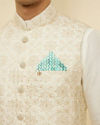 Manyavar Men Vibrant Blue Ribbon Printed Pocket Square