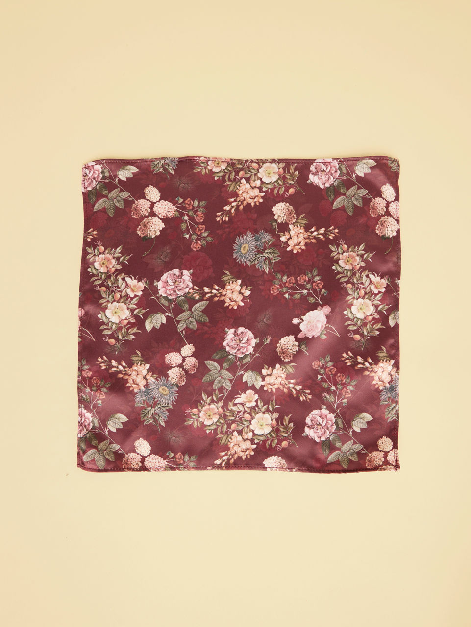 Manyavar Men Windsor Wine Floral Printed Pocket Square