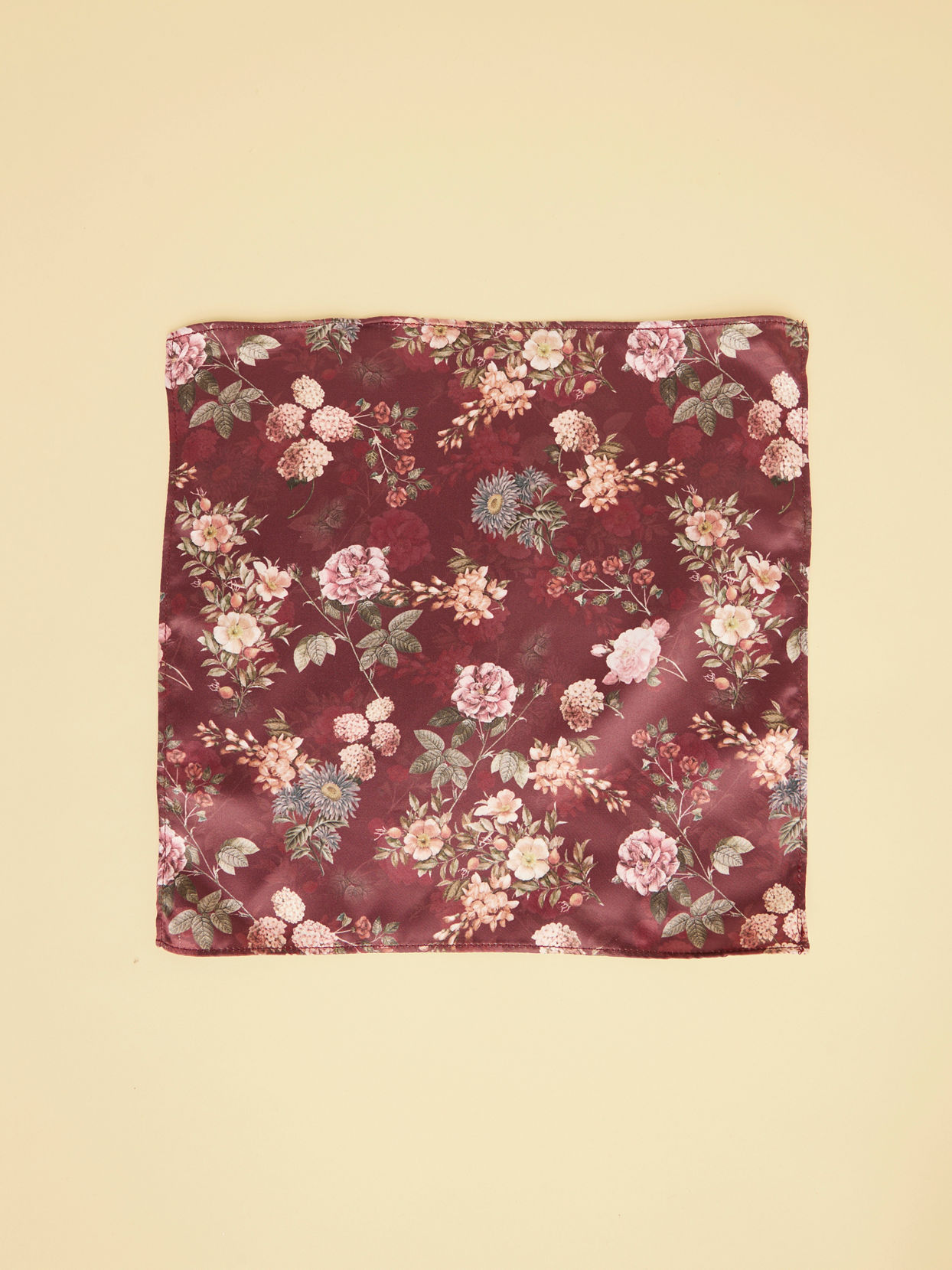 Manyavar Men Windsor Wine Floral Printed Pocket Square